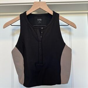 Abercrombie & Fitch YPB Black sculptLUX Plunge Henley Slim Tank